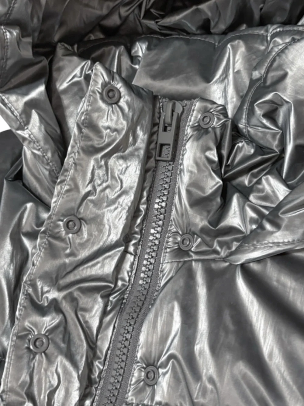 Zara Silver Metallic Hooded Puffer Coat